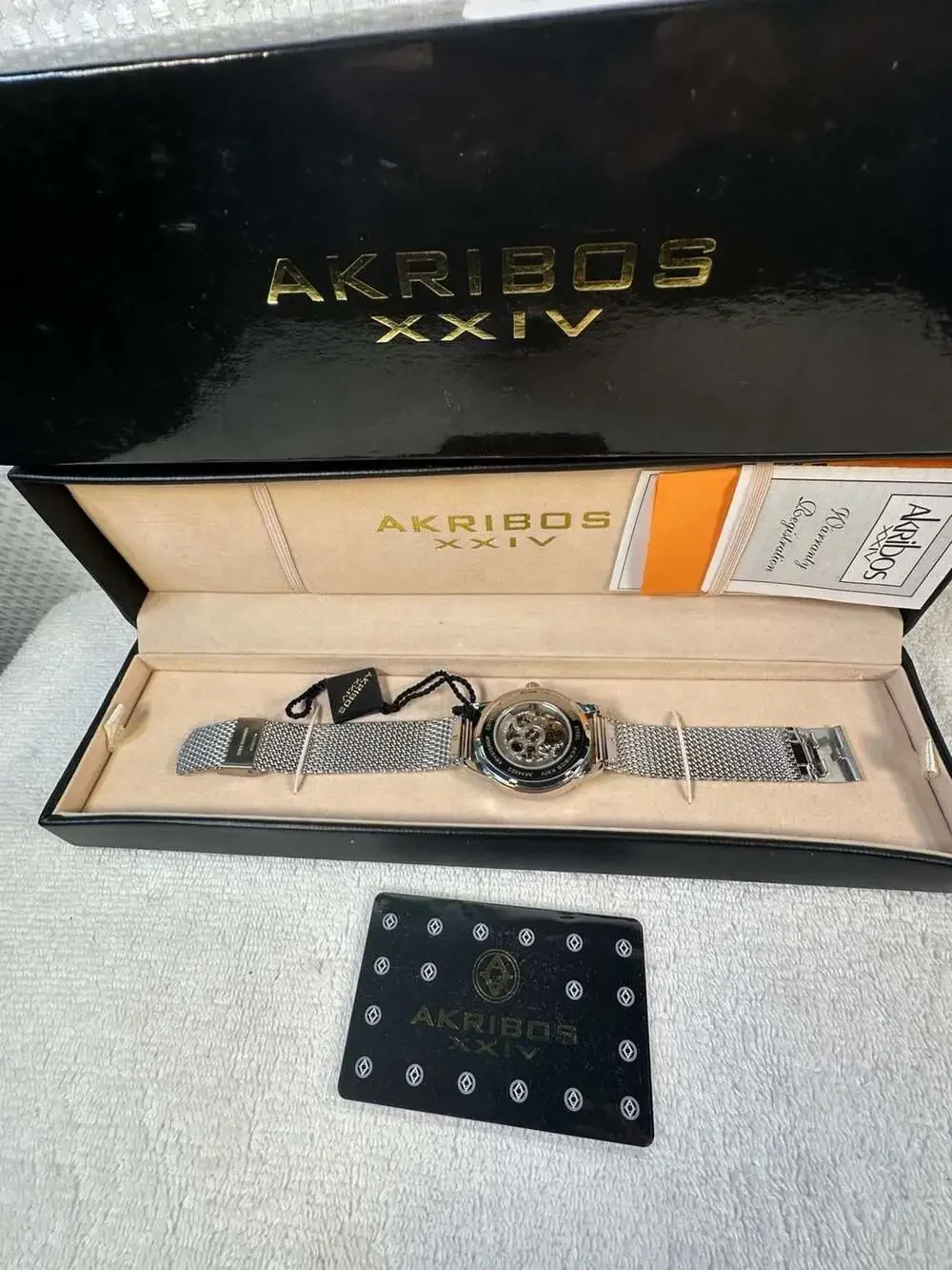 Akribos XXIV Men's AK446SS Skeleton Dial Automatic Mesh Bracelet Watch